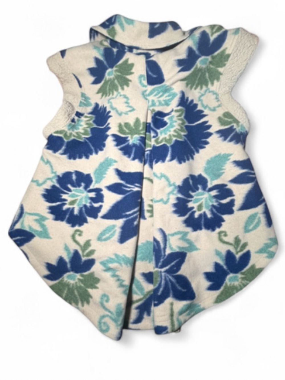 Free People Hello Sherpa Fleece Vest Floral Blue Green M $145 - Picture 5 of 6